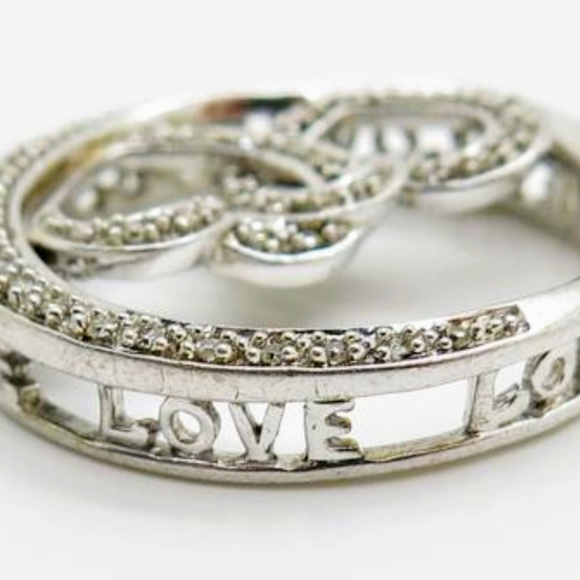 Real Diamond Two Love Hearts Large Slide Pendant - Picture 2 of 4